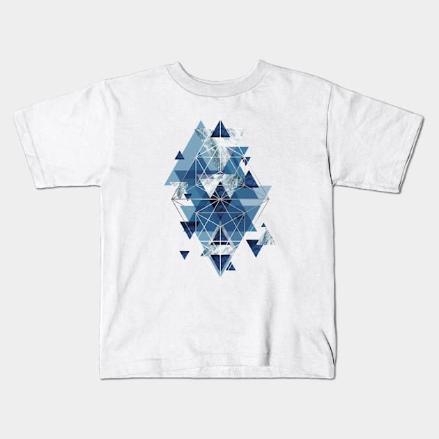 Blue Geometric Perfection Kids T-Shirt by UrbanEpiphany